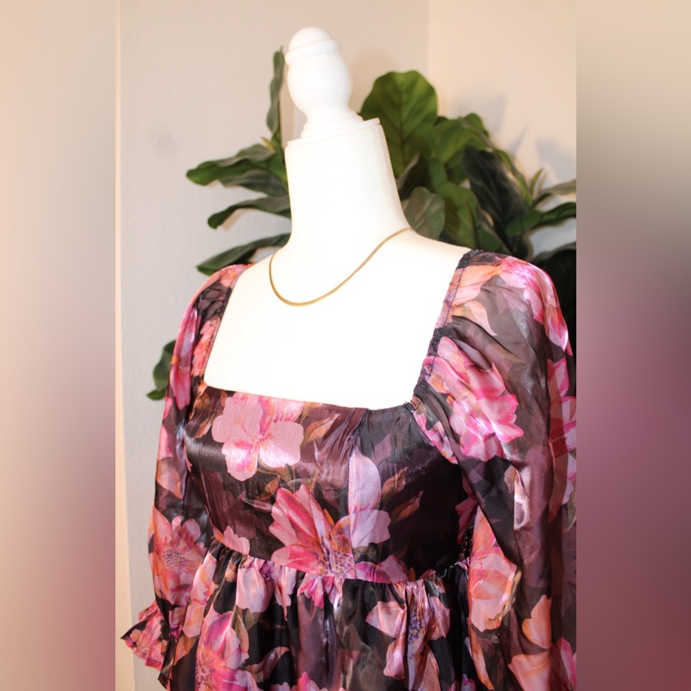 Thirty Thirty LA Floral Organza Peplum Babydoll Blouse - Picture 5 of 13